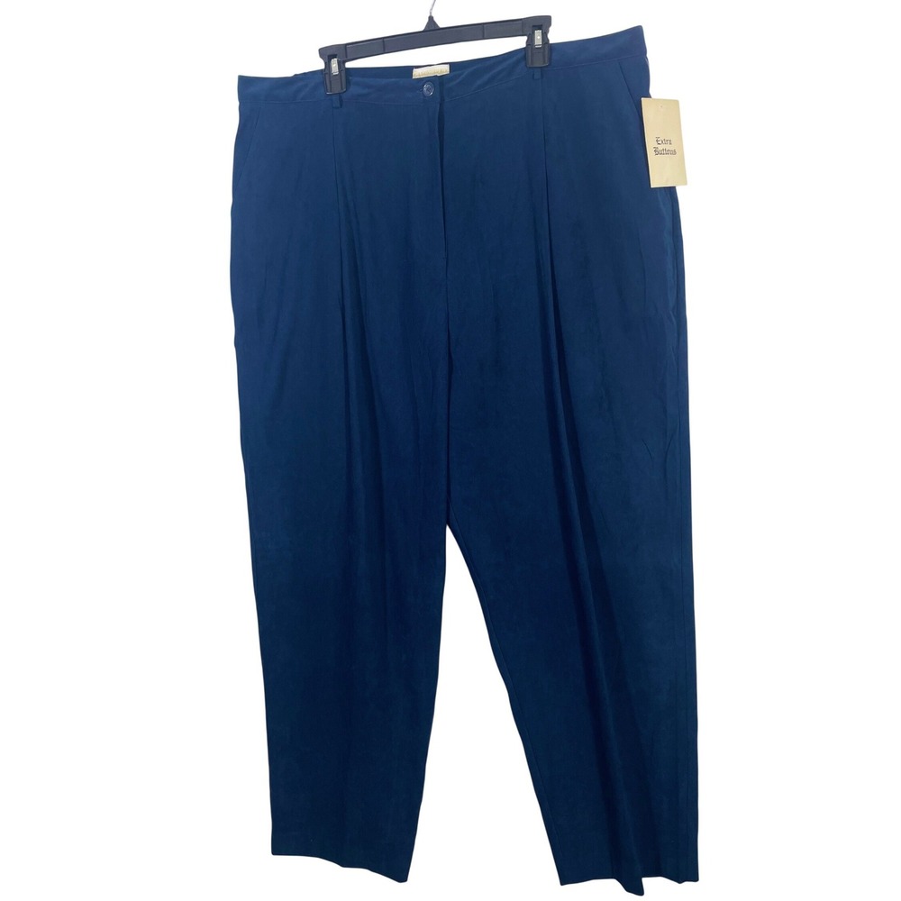 Coldwater Creek  Women's‎ Plus Size 3X Navy Blue Pleated Wide Leg Pants